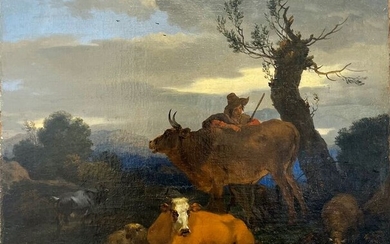 Scuola Olandese ( XVIII ) After Pieter Mulier - Scena bucolica