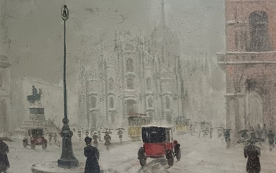 Scuola Toscana (XX) - Milano anni 20 sotto la neve