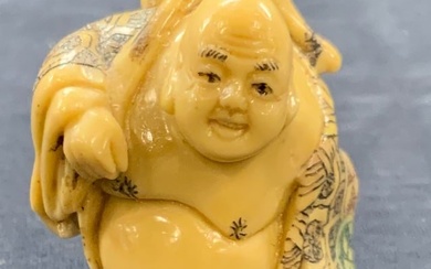 Sgd Carved Bone Asian Buddha Figural