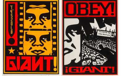 Shepard Fairey (1970), Crowd 2 and Film Strip (two works) (1997)