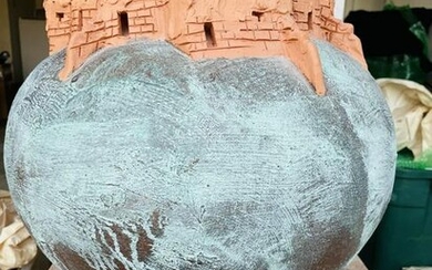 Signed Ezzell Sculptural " Pueblo" Southwestern Native