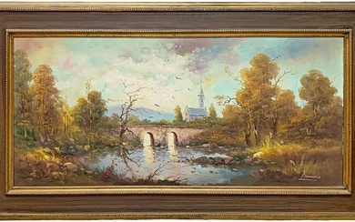 Signed Monereis Oil on Canvas Landscape Painting