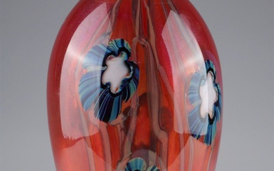Signed Robert Eickholt Red Dichroic Art Glass Vase