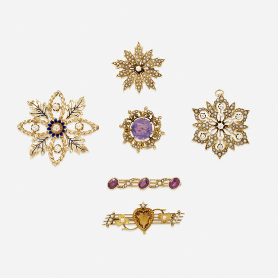Six Antique and Vintage brooches