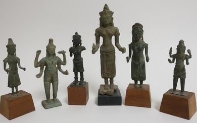 Six Small Bronze Khmer Figures