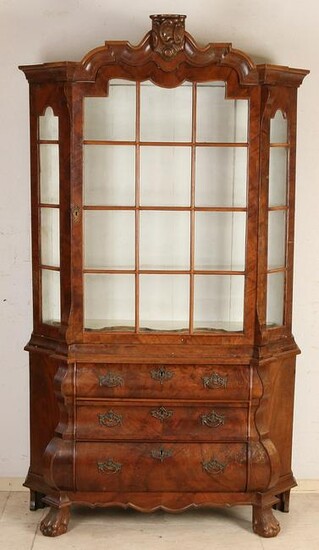 Small 19th century Dutch burr walnut display cabinet