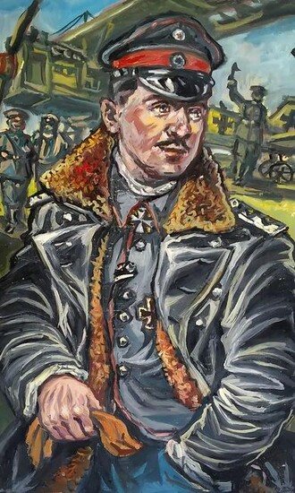 Social realism oil painting Portrait of an officer