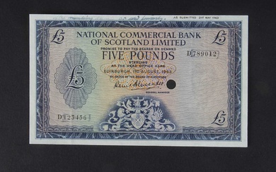 Specimen Bank Note: National Commercial Bank of Scotland specimen 5 Pounds