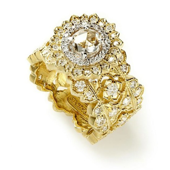 Stambolian Yellow Gold Passion Ring with Diamonds