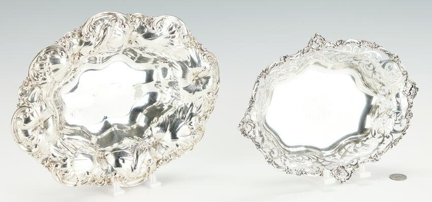 Sterling Silver Basket and Whiting Hibiscus Bowl, 2 pcs