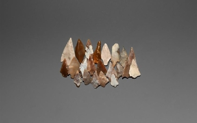 Stone Age Flint Arrowhead Group