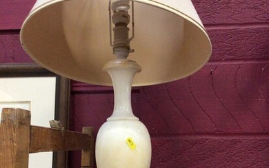 Stone based table lamp and shade