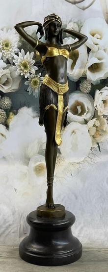 Stunning Gold Patina Dancer Art Nouveau Classic By Dimitri Chiparus
