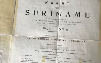 Suriname, Suriname; J.H. de Bussy, Amsterdam - Kaart van Suriname naar de opmetingen van J.F.A. Cateau van Rosevelt en J.F.A.E. van Lansberge, 1898 - 1881-1900