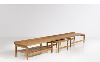 Swedish production (20th c.) Bench and built-in coffee table