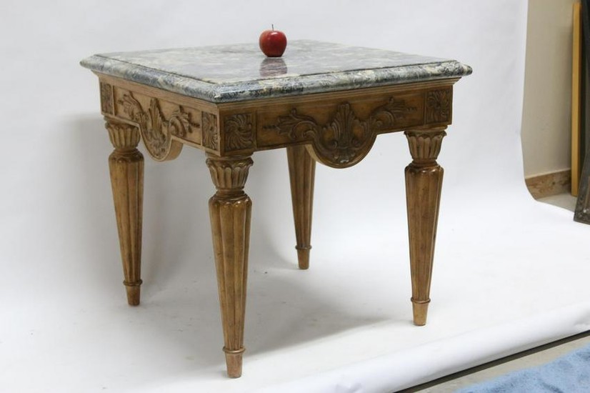 THEODORE ALEXANDER MARBLE TOP SIDE TABLE