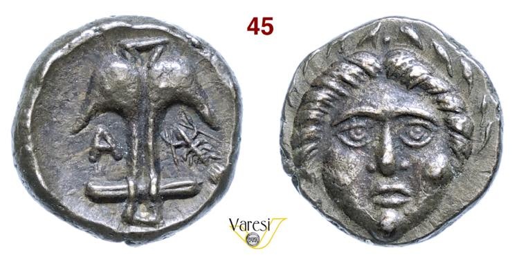 TRACIA - APOLLONIA PONTICA (450-350 a.C.) Diobolo D/ Ancora; a...