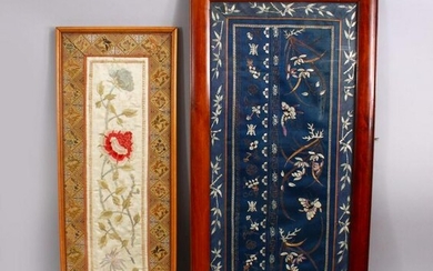 TWO CHINESE EMBROIDERED SILK FRAMED PICTURES, the