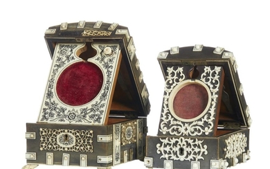 TWO VICTORIAN ANGLO-INDIAN POCKET WATCH DISPLAY BOXES