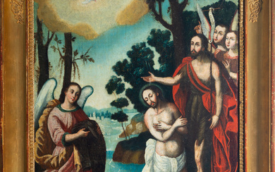 The Baptism of Christ, Andean colonial school, Cuzco, 17th century