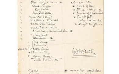 The Beatles: An important handwritten set list by Paul McCartney, 1960