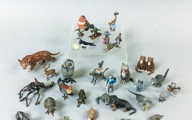Thirty-one Cold-painted Bronze Animals