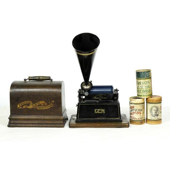 Thomas Edison Gem phonograph within oak case