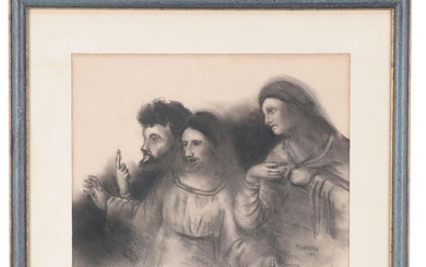 Thomas Hauck Charcoal Drawing of Three Apostles After Da Vinci's "Last Supper"