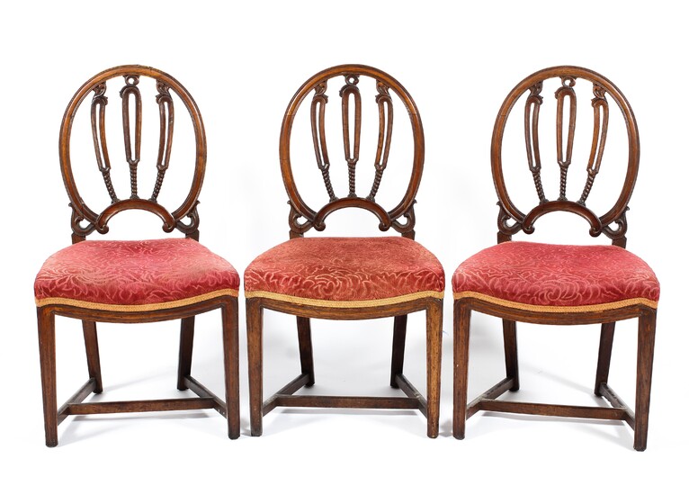 Three 19th century upholstered dining chairs
