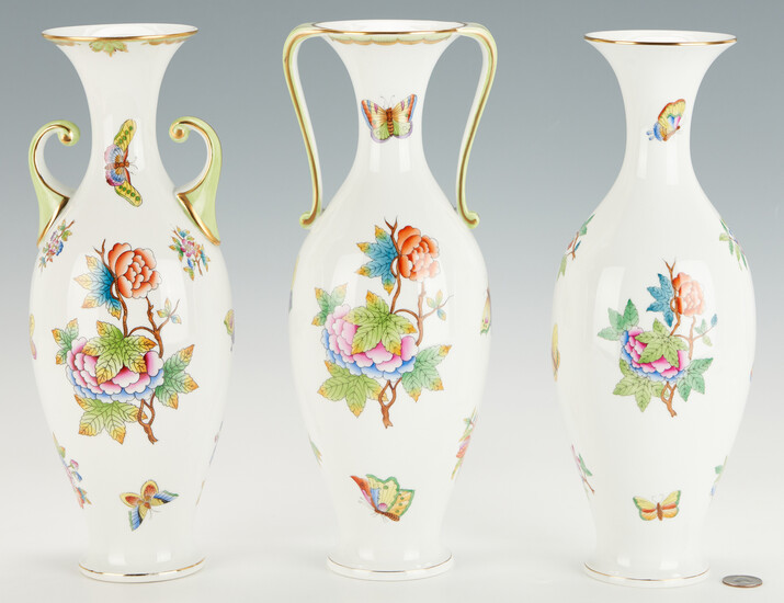 Three (3) Herend Queen Victoria Vases