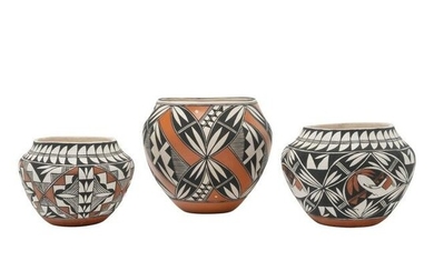 Three Acoma Pottery Painted Vessels.