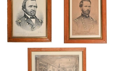 Three Framed Civil War Period Lithographs Including