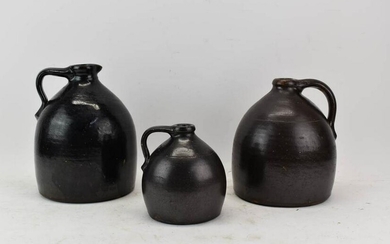Three Stoneware Handled Jugs