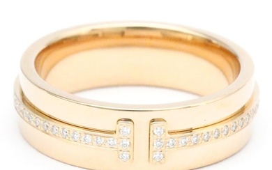 Tiffany T TWO Narrow Diamond Ring Pink Gold (18K) Fashion Diamond Band Ring Pink Gold