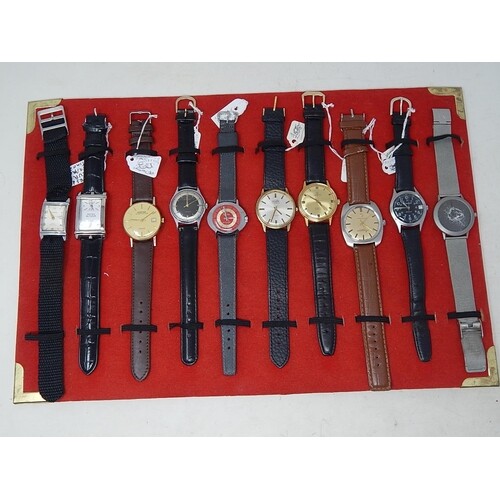Tray Containing an Assortment of 10 Gentleman's Wristwatches...