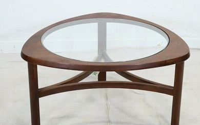 Triangular Mid Century Modern Glass Top Coffee Table