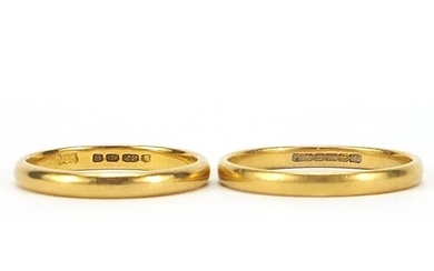 Two 22ct gold wedding bands, George VI London 1937 size M an...