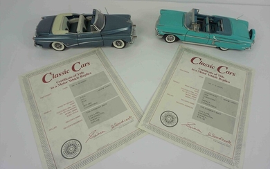 Two Danbury Mint Model Classic Cars, Comprising of a 1958 Chevrolet Turquoise Impala Convertable