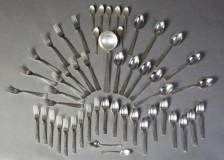 Two French Cased Sets of Silverplated Flatware, 20th