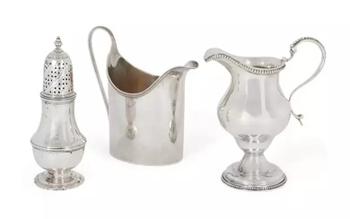Two George III silver cream jugs and a George III...