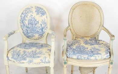 Two Louis XVI-Style Open Arm Chairs