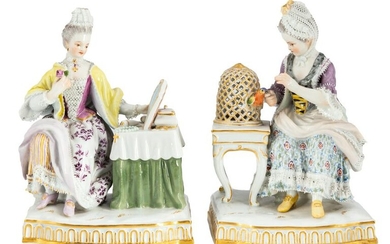 Two Meissen Figurines of Seated Ladies