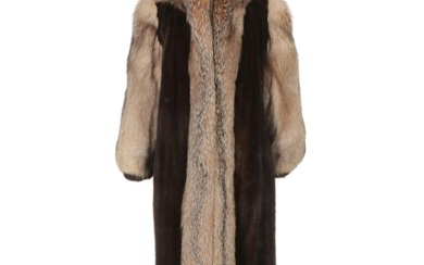Two-Tone Full Length Mink Coat, Fur Sourced In Finland, Size 14