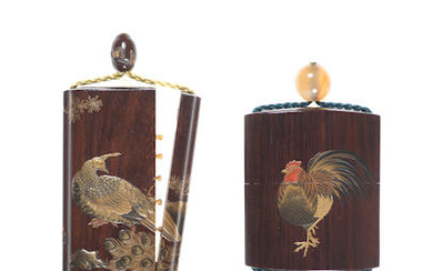 Two lacquered-wood inro