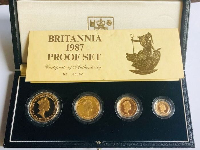 United Kingdom - 10 + 25 + 50 + 100 Pounds 1987 'Britannia' (4 coins) in set - Gold