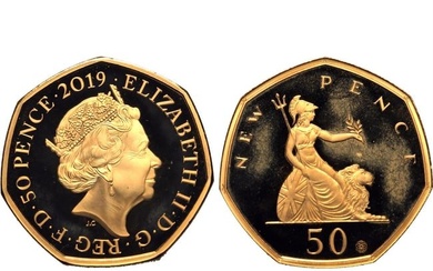 United Kingdom. Elizabeth II AV Piedfort Proof 50 Pence.