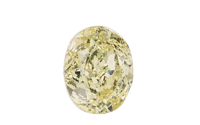 Unmounted Fancy Light Yellow Diamond The oval-shaped yellow diamond...