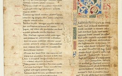 Ɵ Vast white vine initial in Latin, manuscript on parchment [Italy, 12th century]