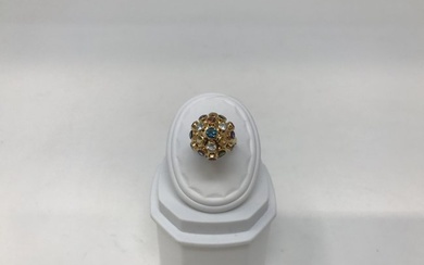 Vintage 18k Gold Women's Ring with Color Stones Size 6.5