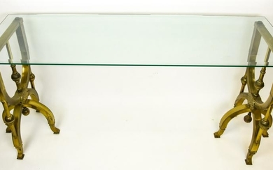 Vintage Brass & Glass Coffee Table